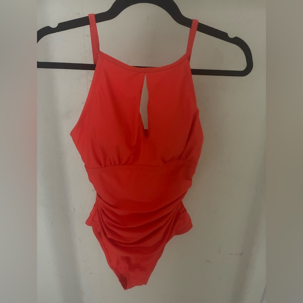 Ellen Tracy Red One Piece Swimsuit with Scoop Neck